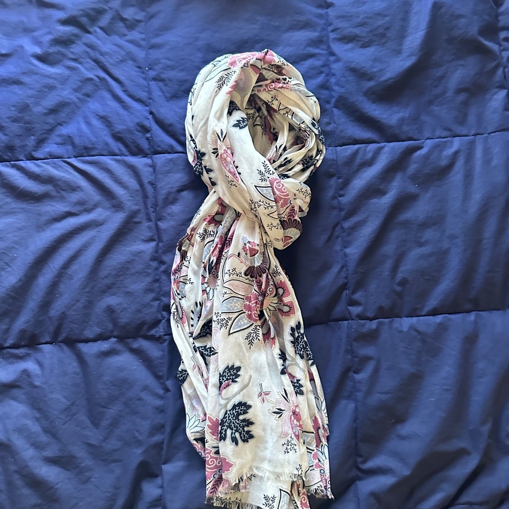 Floral Cream and Pink Scarf